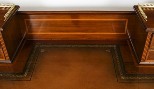 ANTIQUE VICTORIAN INLAID MAHOGANY PEDESTAL DESK 19TH C - ADDITIONAL PHOTO 7
