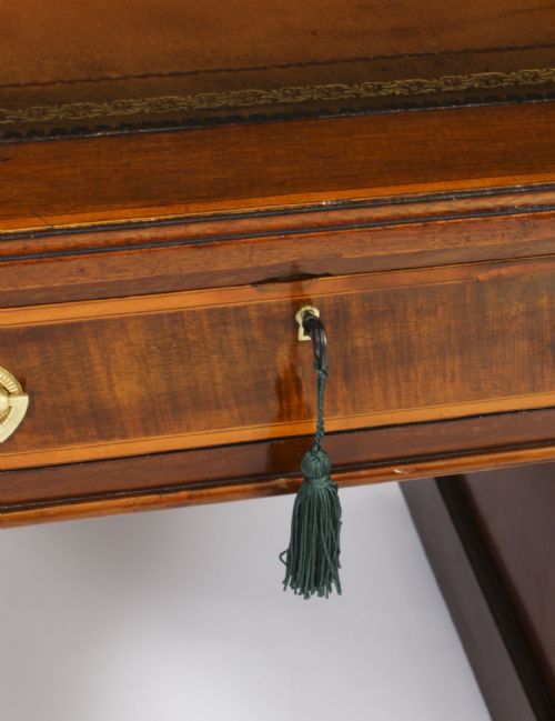 ANTIQUE VICTORIAN INLAID MAHOGANY PEDESTAL DESK 19TH C - ADDITIONAL PHOTO 12