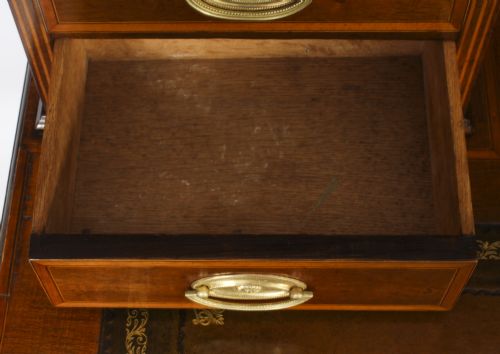 ANTIQUE VICTORIAN INLAID MAHOGANY PEDESTAL DESK 19TH C - ADDITIONAL PHOTO 14