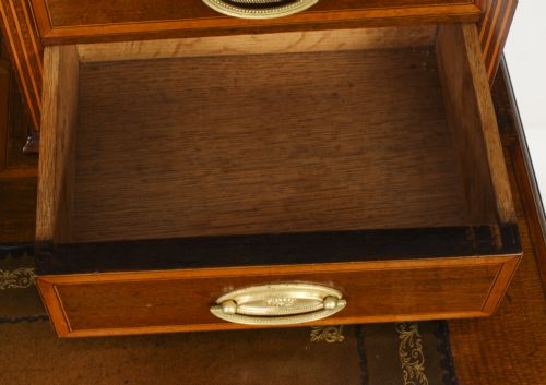 ANTIQUE VICTORIAN INLAID MAHOGANY PEDESTAL DESK 19TH C - ADDITIONAL PHOTO 15