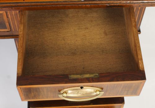 ANTIQUE VICTORIAN INLAID MAHOGANY PEDESTAL DESK 19TH C - ADDITIONAL PHOTO 16
