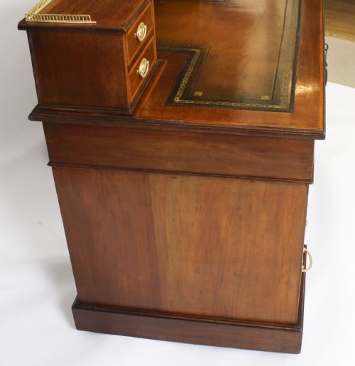ANTIQUE VICTORIAN INLAID MAHOGANY PEDESTAL DESK 19TH C - ADDITIONAL PHOTO 17