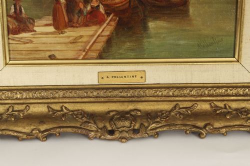 fig 4. A 19th-century oil painting by Alfred Pollentine depicting the Grand Canal in Venice, presented in an ornate gilded frame.