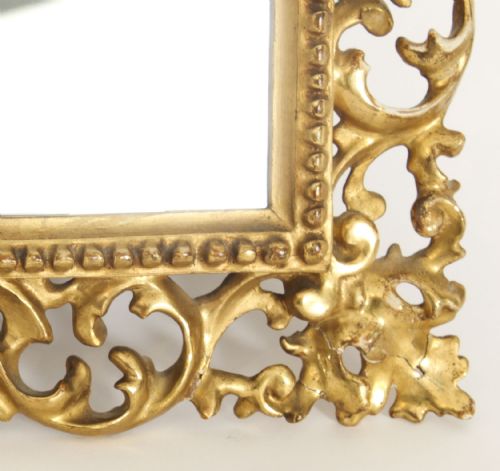 ANTIQUE ITALIAN GILTWOOD FLORENTINE MIRROR 19TH CENTURY 40 X 30CM - ADDITIONAL PHOTO 5