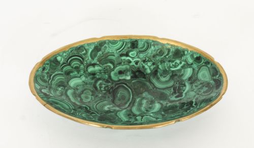 Antique Malachite & Ormolu Trinket Dish 20th Century