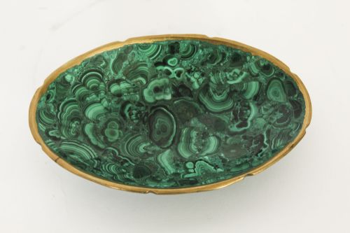 fig 2. Antique Malachite & Ormolu Trinket Dish 20th Century