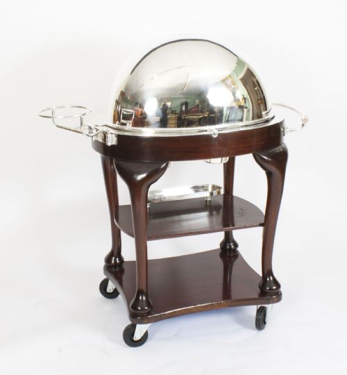 fig 1. Antique Art Deco Drakes D6 Silver Plated Beef Carving Trolley C1930