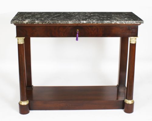 Antique French Empire Marble Top Ormolu Mounted Console Table 19th C