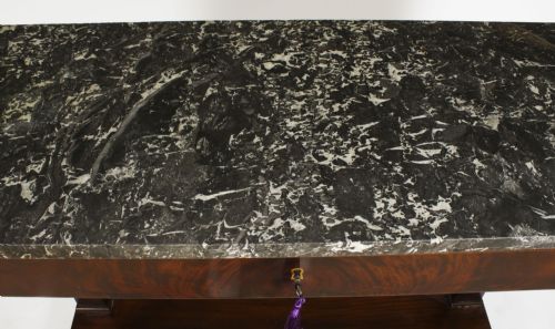 fig 3. Antique French Empire Marble Top Ormolu Mounted Console Table 19th C