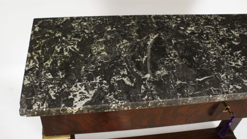 fig 4. Antique French Empire Marble Top Ormolu Mounted Console Table 19th C