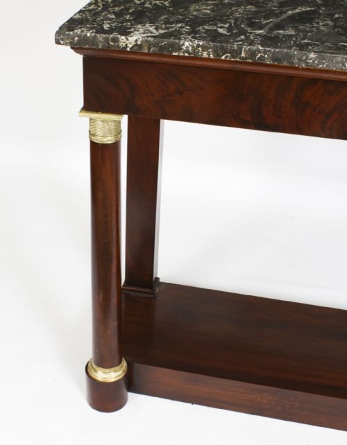 fig 6. Antique French Empire Marble Top Ormolu Mounted Console Table 19th C