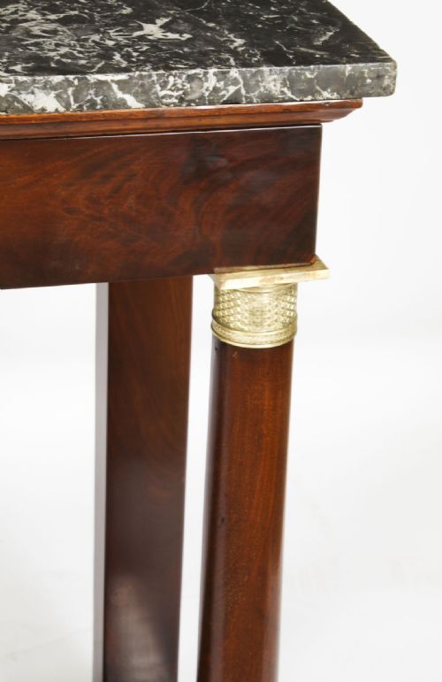fig 8. Antique French Empire Marble Top Ormolu Mounted Console Table 19th C