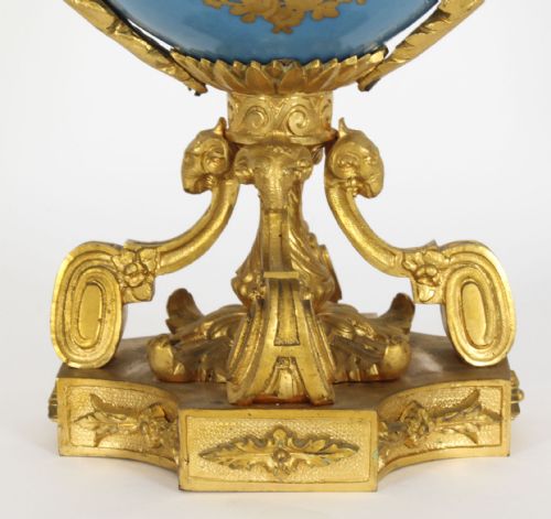 fig 3. Antique Pair Bleu Celeste Sevres Porcelain Gilt Bronze Urns 19th C