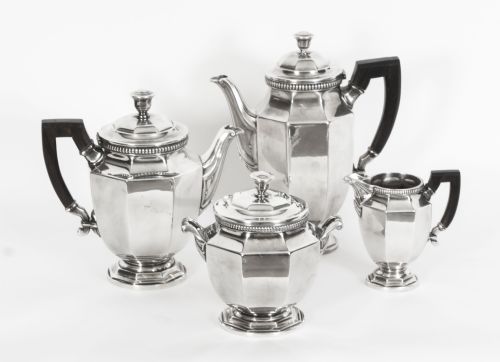 Antique Art Deco Christofle Colbert Gallia Tea & Coffee 4 Piece Set 1920'S