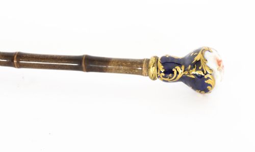 fig 2. Antique Ladies Walking Cane Stick with Sevres Porcelain Handle 19th C