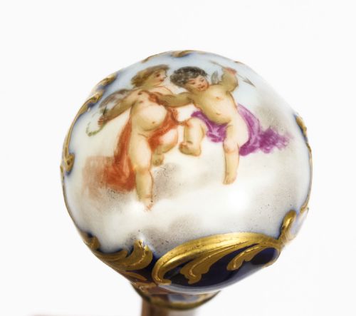fig 4. Antique Ladies Walking Cane Stick with Sevres Porcelain Handle 19th C
