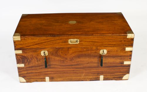 fig 1. Antique Military Campaign Camphorwood Trunk Coffer c1820 19th C