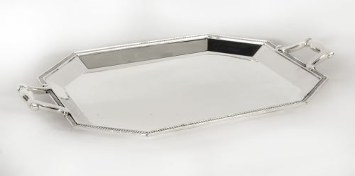 Antique Large French Silver Plated Twin Handled Tray by Christofle C1930