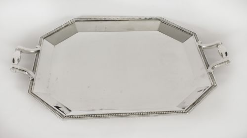 fig 2. Antique Large French Silver Plated Twin Handled Tray by Christofle C1930