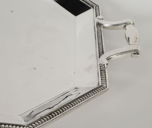 fig 4. Antique Large French Silver Plated Twin Handled Tray by Christofle C1930
