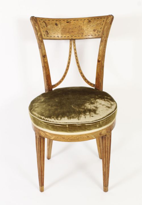 fig 1. Antique Dutch Satinwood Marquetry Desk Chair c.1830 19th Century