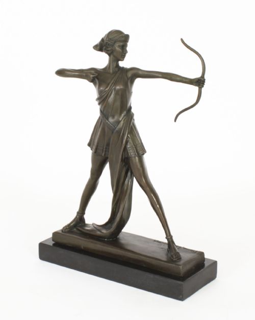 Antique Art Deco Bronze Sculpture of Diana by Pierre La Faguays Paris C1920