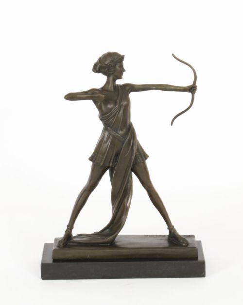 fig 1. Antique Art Deco Bronze Sculpture of Diana by Pierre La Faguays Paris C1920