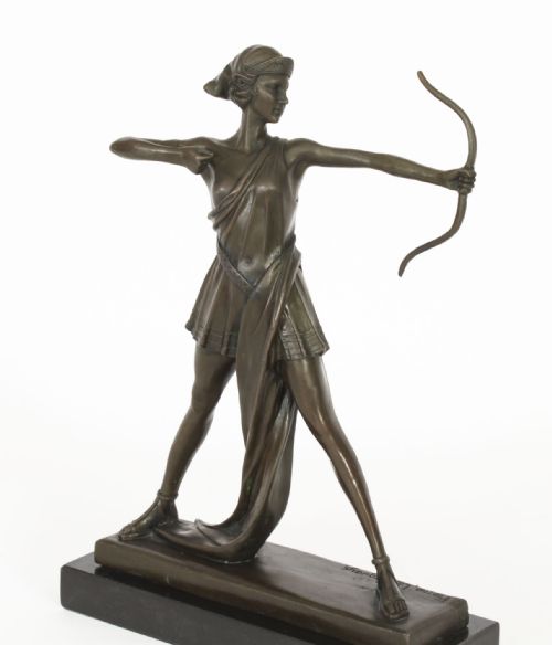 fig 3. Antique Art Deco Bronze Sculpture of Diana by Pierre La Faguays Paris C1920