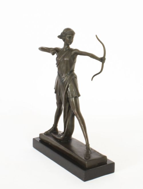 fig 5. Antique Art Deco Bronze Sculpture of Diana by Pierre La Faguays Paris C1920