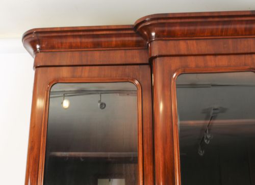 fig 2. Antique Victorian Figured Walnut four door Breakfront Bookcase 19th C