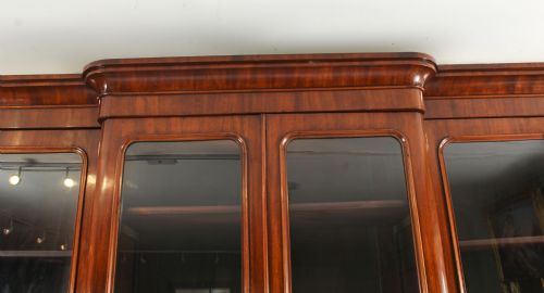 fig 3. Antique Victorian Figured Walnut four door Breakfront Bookcase 19th C