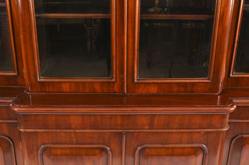 fig 4. Antique Victorian Figured Walnut four door Breakfront Bookcase 19th C