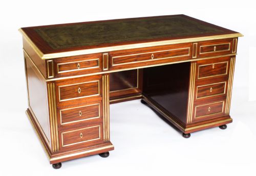 Antique French Directoire Ormolu Mounted Pedestal Desk 19th C