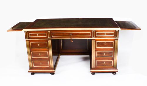 fig 1. Antique French Directoire Ormolu Mounted Pedestal Desk 19th C