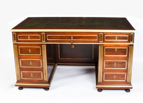 fig 2. Antique French Directoire Ormolu Mounted Pedestal Desk 19th C