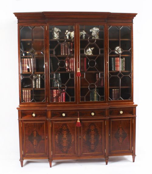 fig 1. Antique Four Door Breakfront Bookcase by Edwards & Roberts 19th C