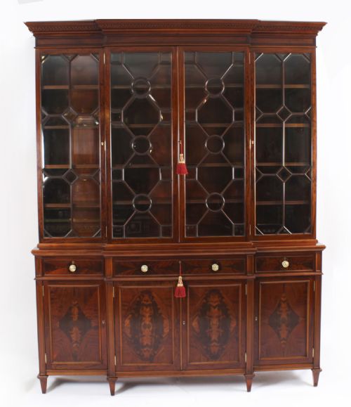 Antique Four Door Breakfront Bookcase by Edwards & Roberts 19th C