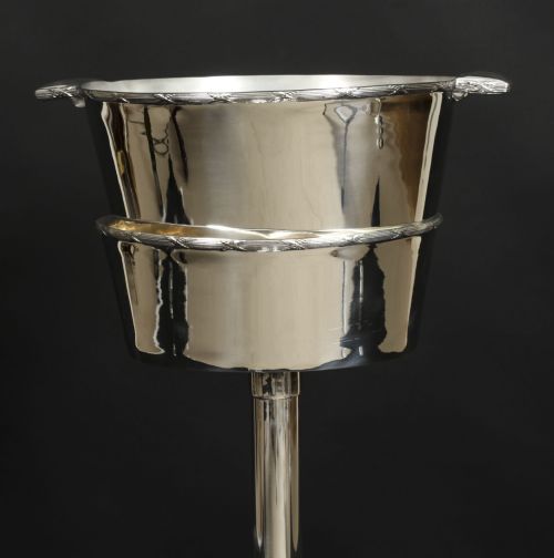fig 3. Antique Pair Silver-plated Wine / Champagne Coolers On Stand Mappin & Webb C1900