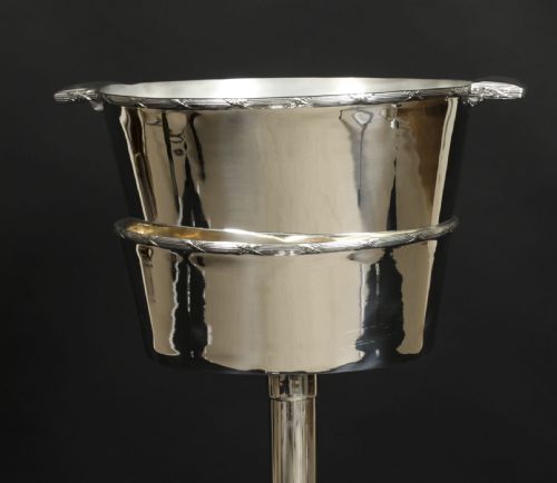 fig 5. Antique Pair Silver-plated Wine / Champagne Coolers On Stand Mappin & Webb C1900