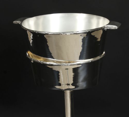 fig 6. Antique Pair Silver-plated Wine / Champagne Coolers On Stand Mappin & Webb C1900
