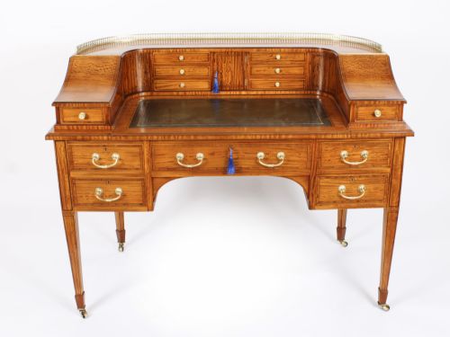 fig 1. Antique Victorian Satinwood Carlton House Writing Desk 19th C