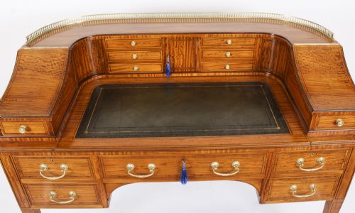 fig 2. Antique Victorian Satinwood Carlton House Writing Desk 19th C