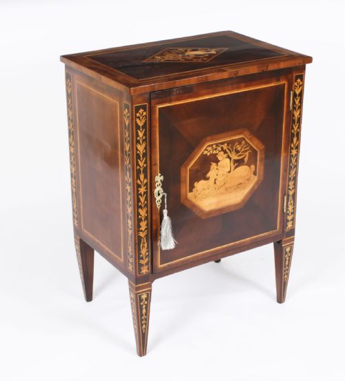Antique Italian Maggiolini Walnut & Marquetry Commodino 18th C