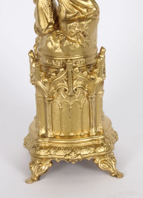 ANTIQUE SCULPTURE ST BERNADETTE BEFORE THE VIRGIN MARY 19TH CENTURY - ADDITIONAL PHOTO 14