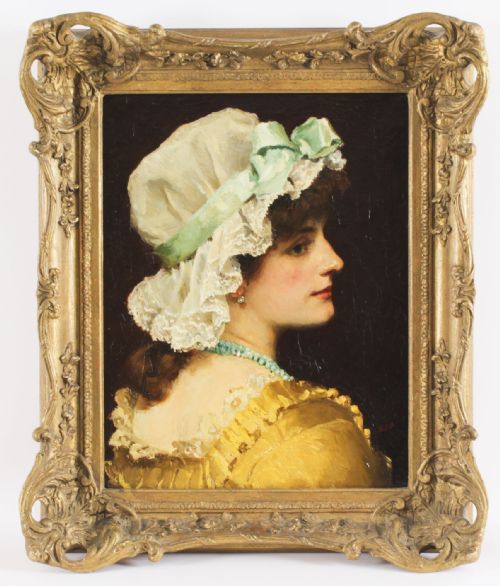 Antique Oil on Canvas Portrait Painting by Robert James Gordon Rba Late 19th C