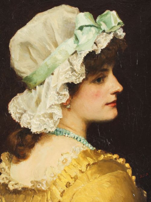 fig 1. Antique Oil on Canvas Portrait Painting by Robert James Gordon RBA Late 19th C