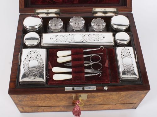 fig 5. Antique Victorian Burr Walnut Vanity Box C1860 19th C