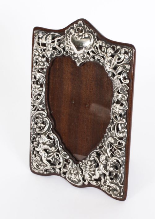 fig 1. Antique Edwardian Sterling Silver Photo Frame Dated 1911 20x14cm