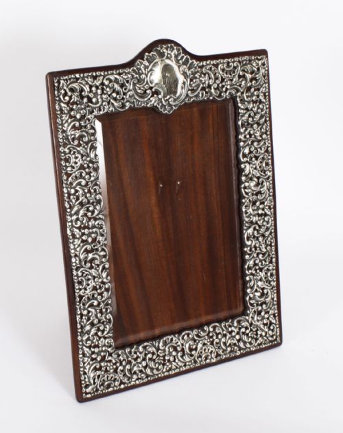 fig 1. Antique Edwardian Sterling Silver Photo Frame Dated 1904 32x23cm