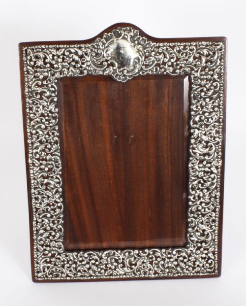 fig 2. Antique Edwardian Sterling Silver Photo Frame Dated 1904 32x23cm